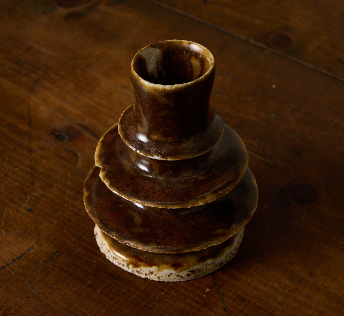 CERAMIC BROWN CANDLESTICK HOLDER