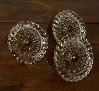 SET OF 3 1940S ITALIAN ART DECO GLASS COAT HOOKS