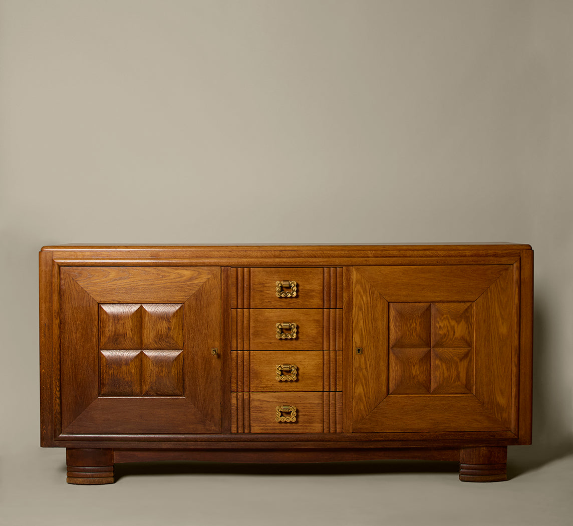 1940S OAK CREDENZA IN THE STYLE OF CHARLES DUDOUYT