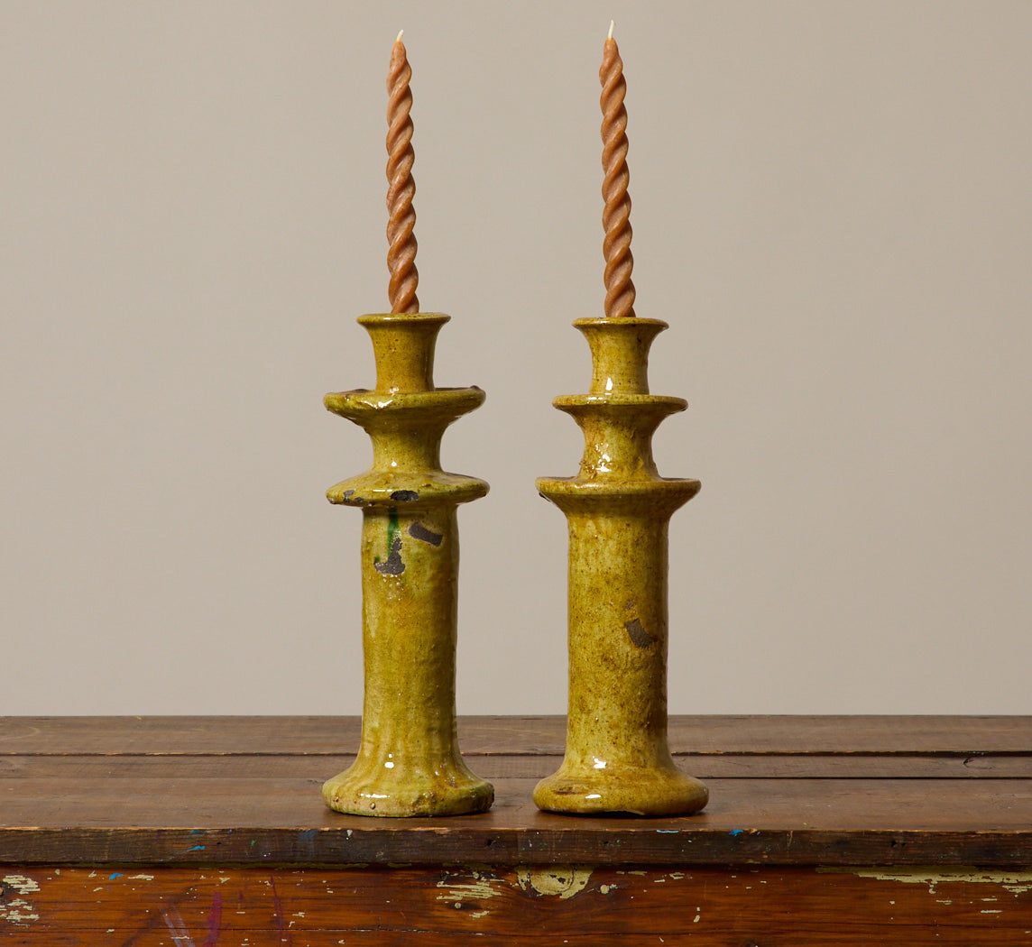 LARGE  TAMEGROUTE CANDLESTICK HOLDER IN OCHER