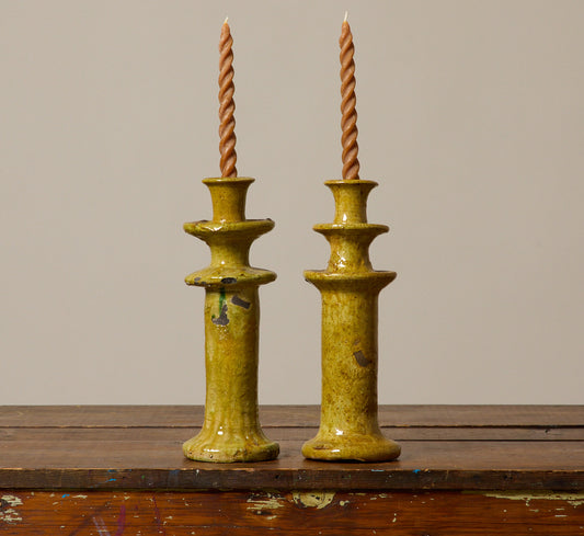 LARGE  TAMEGROUTE CANDLESTICK HOLDER IN OCHER