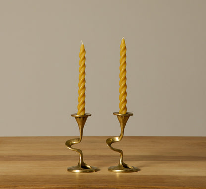 PAIR OF 1960S KURT JESCH FOR FRATELLI TONINI  ITALIAN BRASS CANDLEHOLDERS