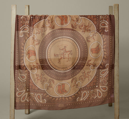 MAISON LECOMPTE LAMENT COTTON RODEO SCARF IN CAPPUCINO