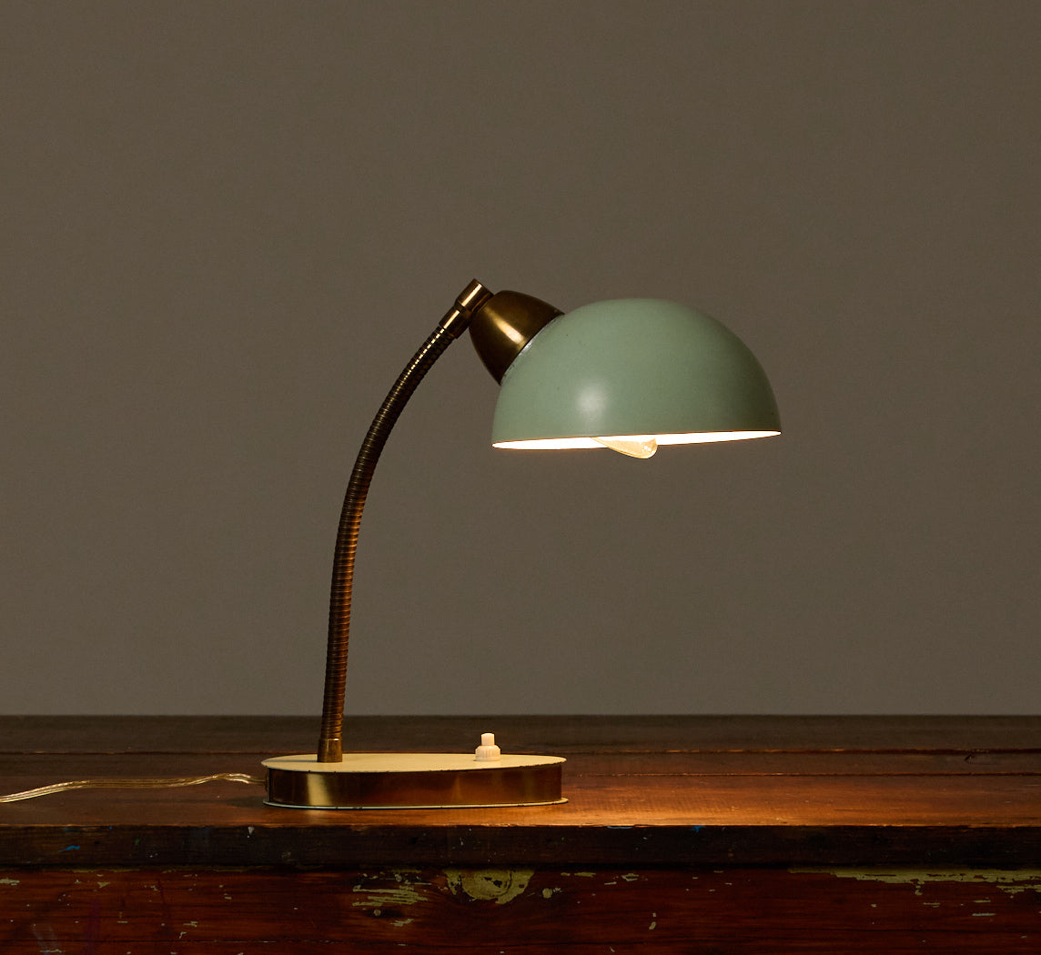 1950S ITALIAN MINT AND BRASS TABLE LAMP