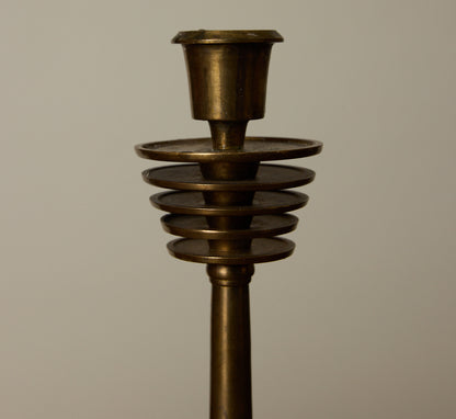 PAIR OF MCM ART DECO BRASS CANDLESTICK HOLDERS