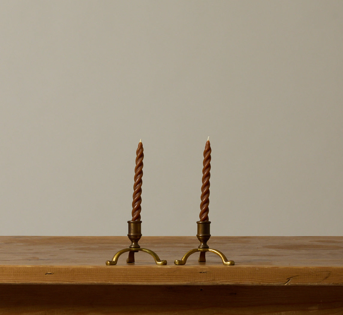 PAIR OF VINTAGE BRASS TRIPOD CANDLESTICK HOLDERS