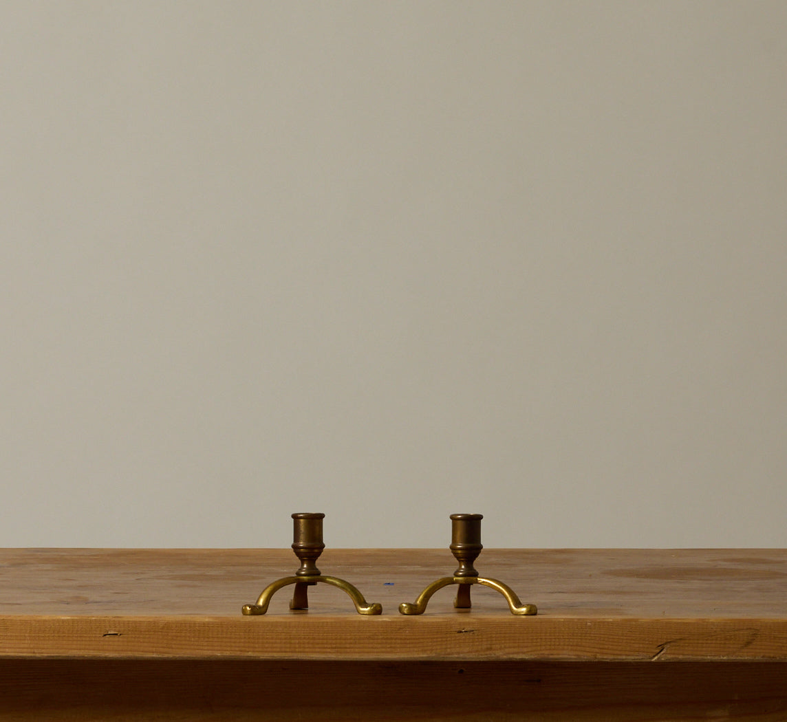 PAIR OF VINTAGE BRASS TRIPOD CANDLESTICK HOLDERS