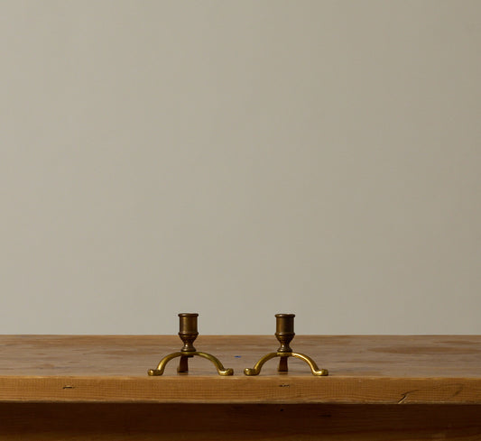 PAIR OF VINTAGE BRASS TRIPOD CANDLESTICK HOLDERS