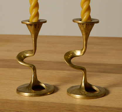 PAIR OF 1960S KURT JESCH FOR FRATELLI TONINI  ITALIAN BRASS CANDLEHOLDERS