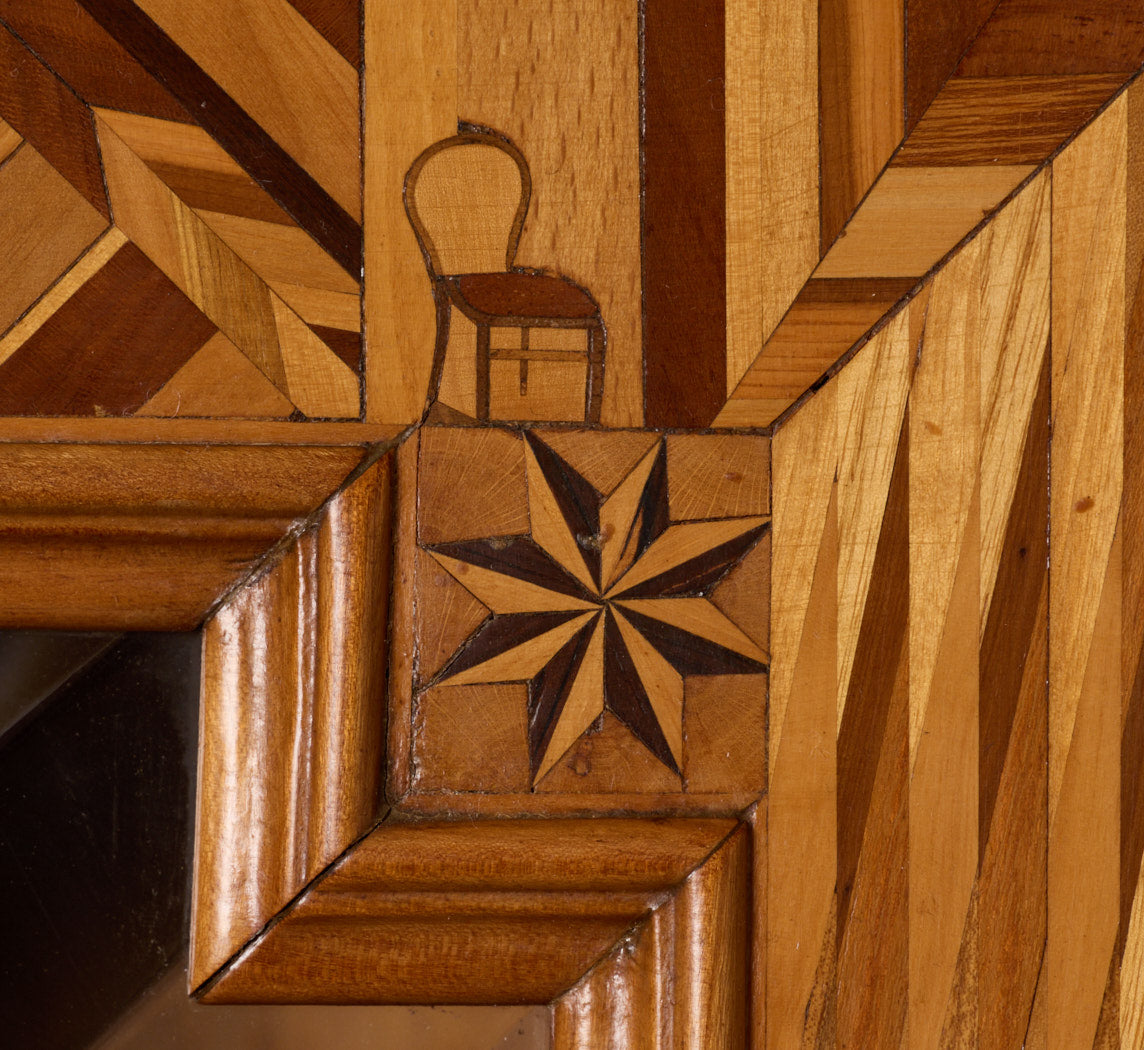 LATE 19TH CENTURY FRENCH STRAW MARQUETRY DEUX-CORPS DISPLAY CABINET