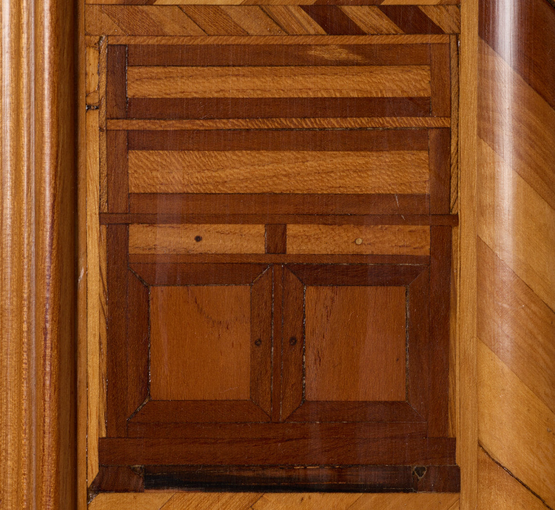 LATE 19TH CENTURY FRENCH STRAW MARQUETRY DEUX-CORPS DISPLAY CABINET