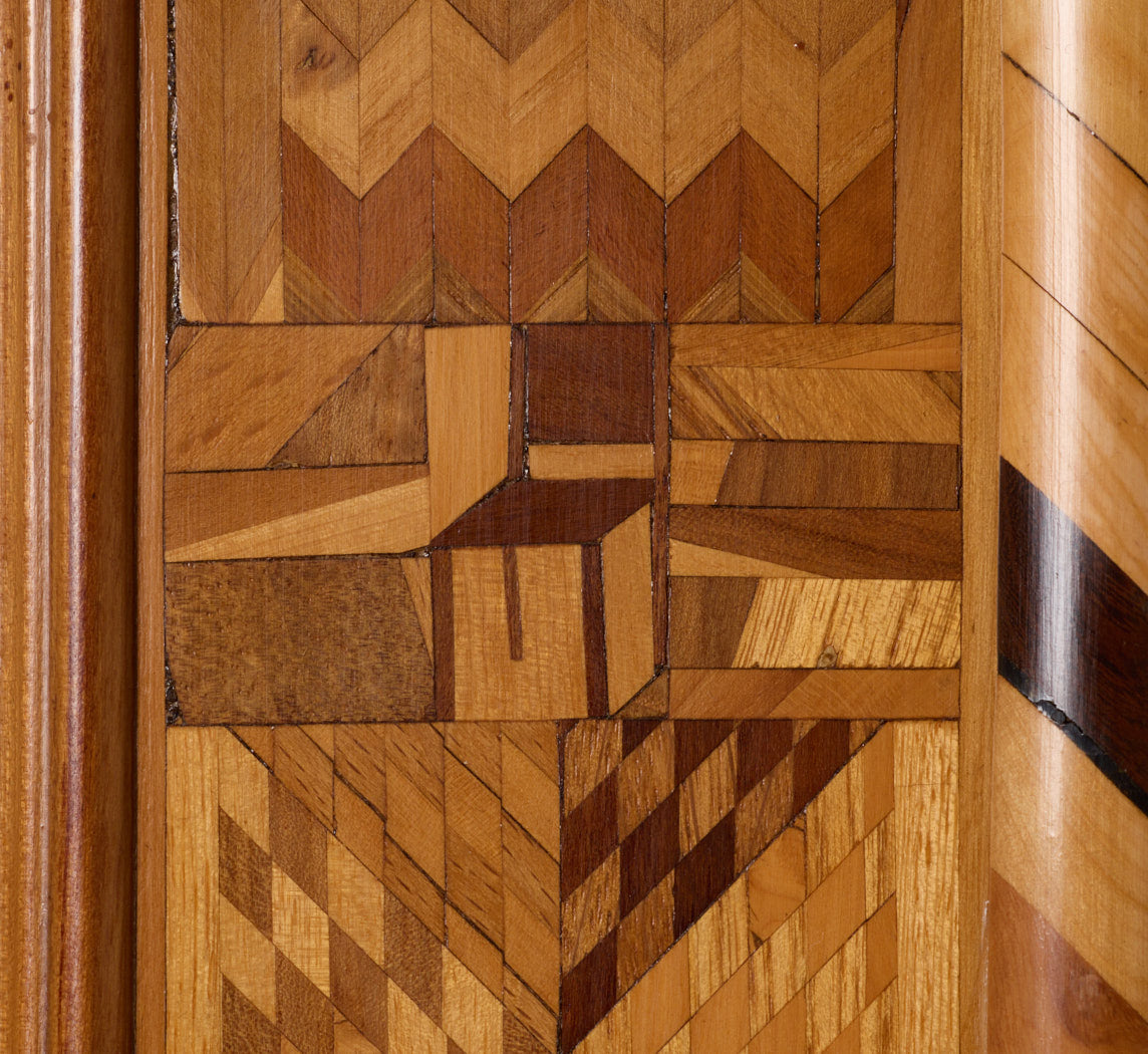 LATE 19TH CENTURY FRENCH STRAW MARQUETRY DEUX-CORPS DISPLAY CABINET