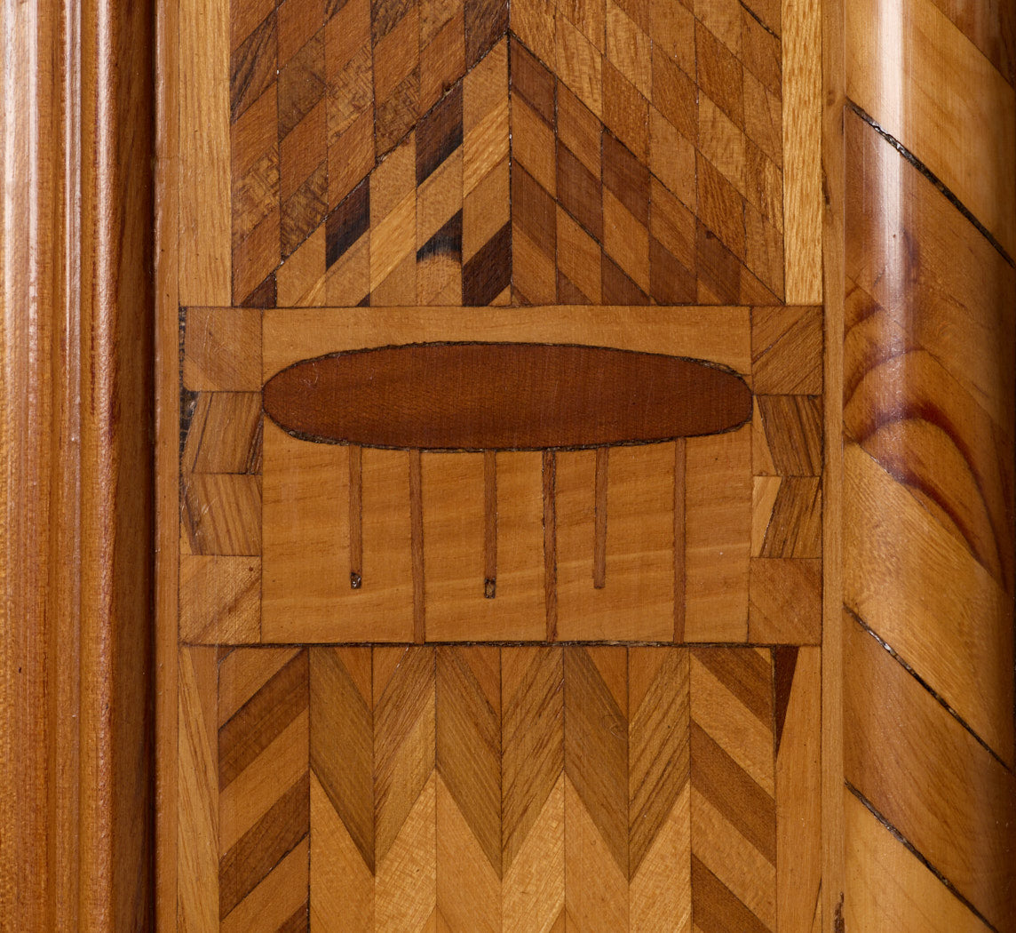 LATE 19TH CENTURY FRENCH STRAW MARQUETRY DEUX-CORPS DISPLAY CABINET