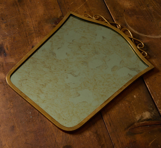 1950S ITALIAN BRASS PATINATED WALL MIRROR