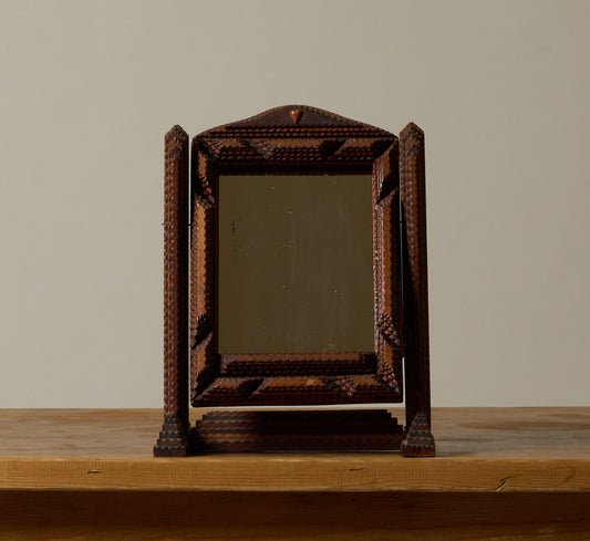 EARLY 20TH CENTURY TRAMP ART VANITY MIRROR