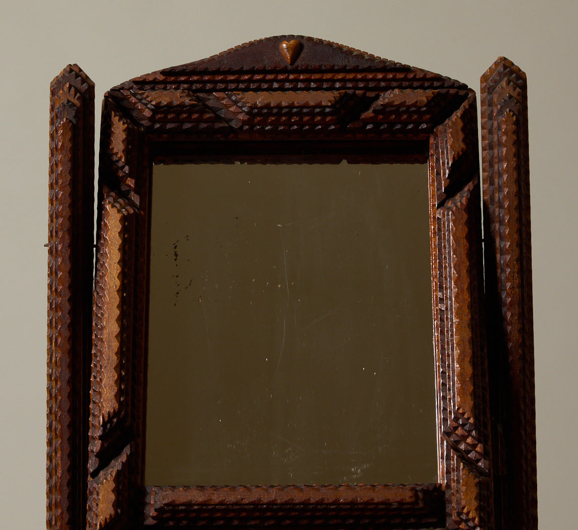 EARLY 20TH CENTURY TRAMP ART VANITY MIRROR