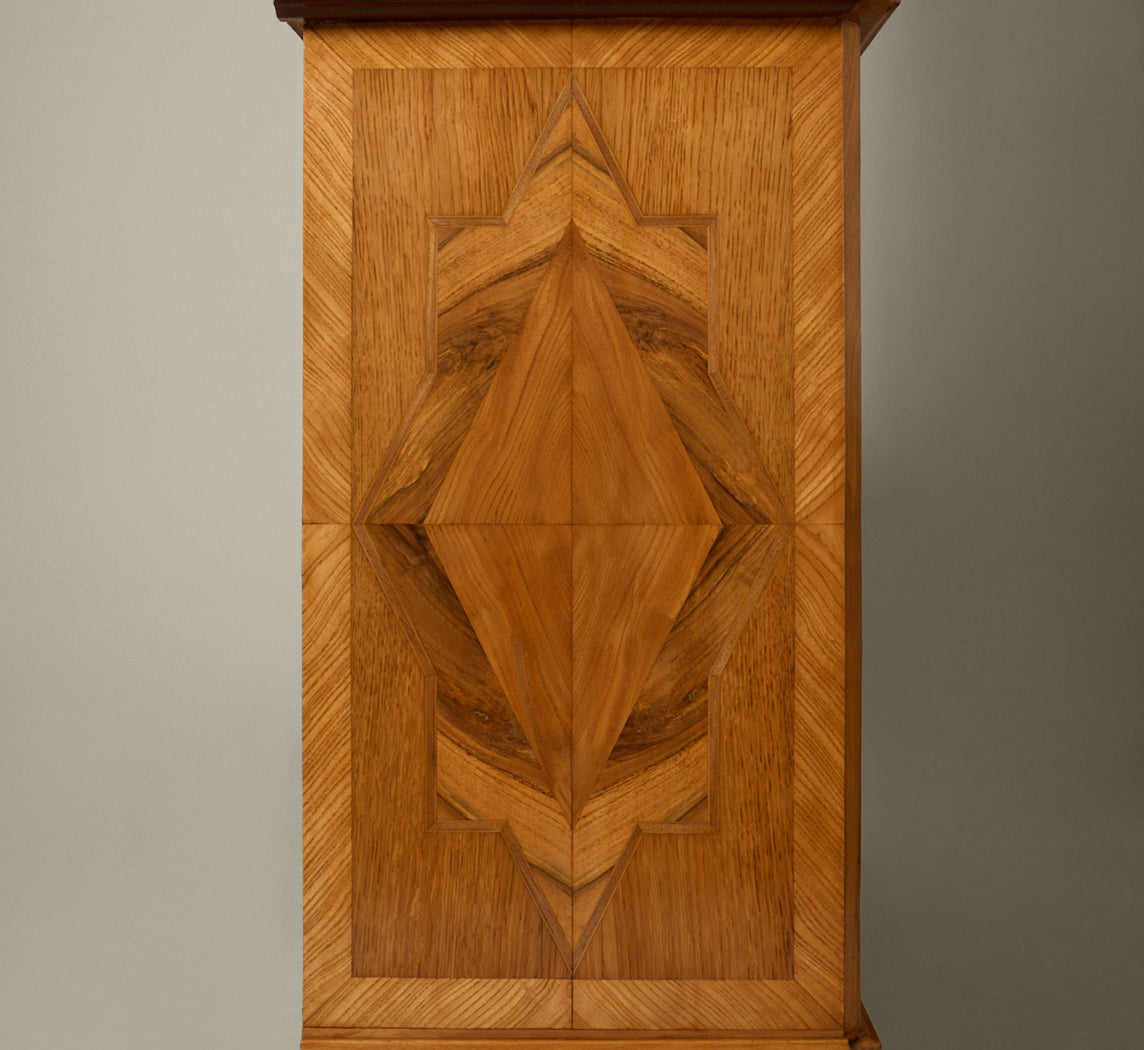 LATE 19TH CENTURY FRENCH STRAW MARQUETRY DEUX-CORPS DISPLAY CABINET