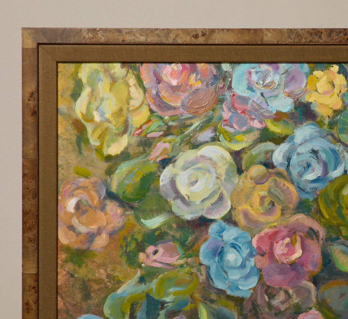 EARLY 20TH CENTURY FRENCH IMPRESSIONIST ROSE STILL LIFE