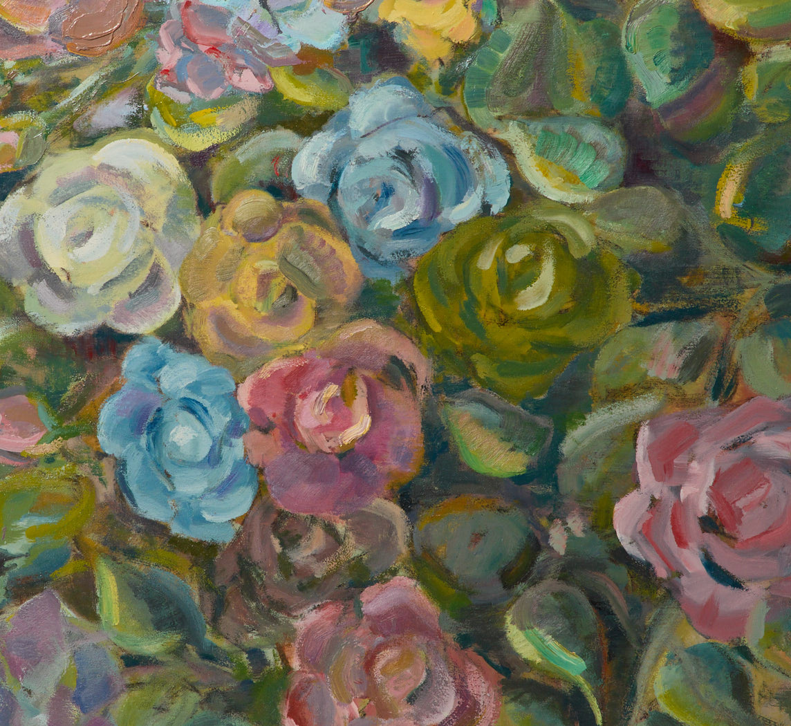 EARLY 20TH CENTURY FRENCH IMPRESSIONIST ROSE STILL LIFE