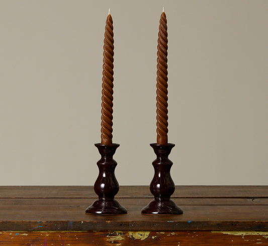 PAIR OF VINTAGE REDWARE CANDLE HOLDERS