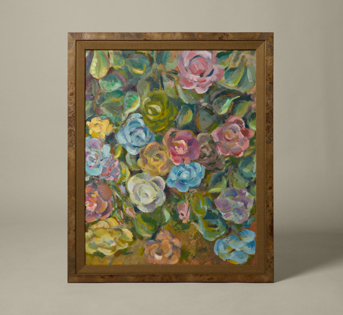 EARLY 20TH CENTURY FRENCH IMPRESSIONIST ROSE STILL LIFE