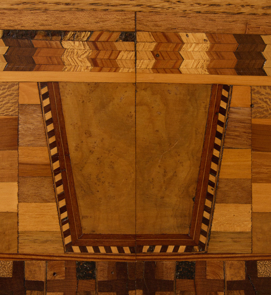 LATE 19TH CENTURY FRENCH STRAW MARQUETRY DEUX-CORPS DISPLAY CABINET