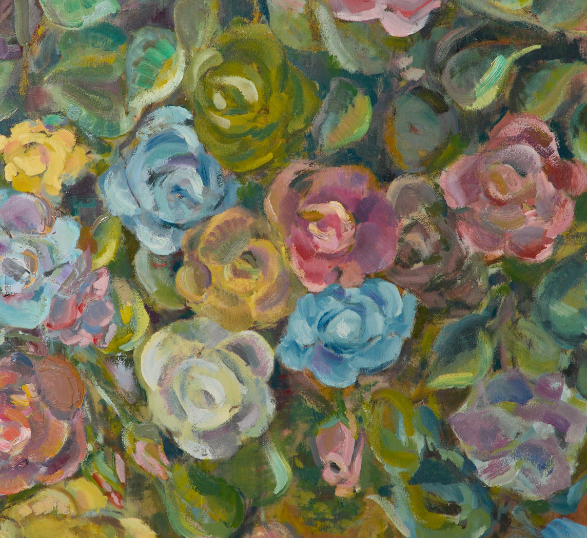 EARLY 20TH CENTURY FRENCH IMPRESSIONIST ROSE STILL LIFE