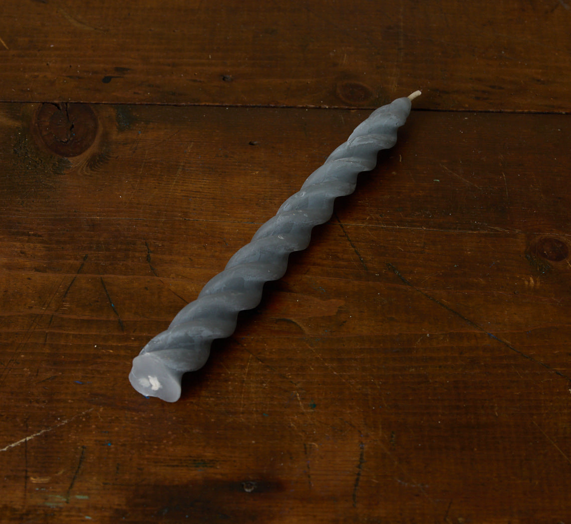 SPIRAL TAPER BEESWAX CANDLE LIGHT BLUE