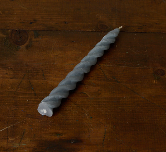 SPIRAL TAPER BEESWAX CANDLE LIGHT BLUE