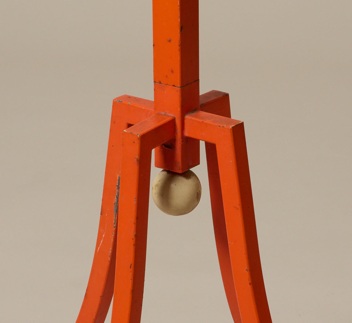 1960S ITALIAN RED METAL STANDING COAT RACK