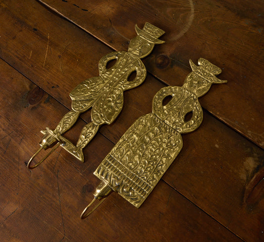 FOLK ART DANISH  LOVERS WALL CANDLE SCONCES