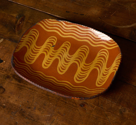 BREININGER REDWARE PLATTER WITH WAVE BORDER