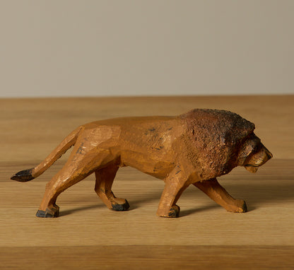 1930S HAND CARVED LION SCULPTURE