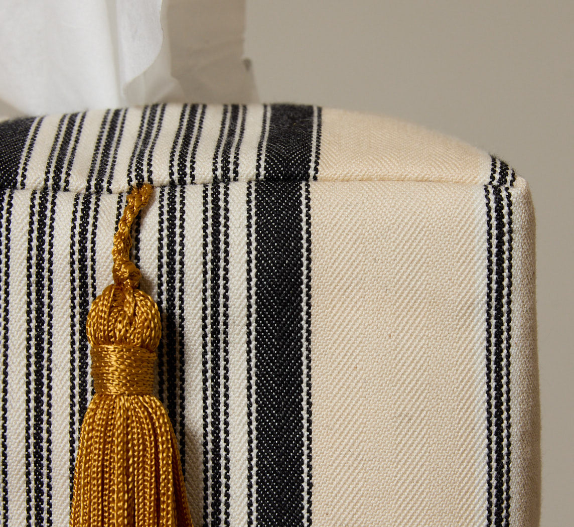 PIERCE & WARD LITERARY STRIPE TISSUE BOX COVER