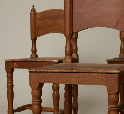 SET OF 6 19TH CENTURY PINE DINING CHAIRS