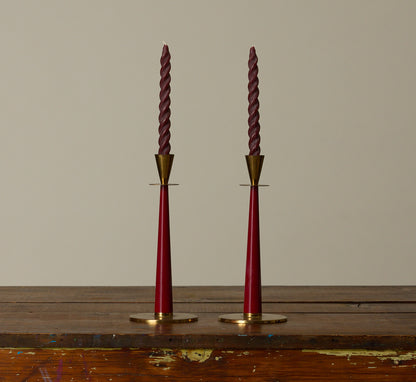 PAIR OF MID CENTURY NILS JOHAN BRASS & BAKELITE CANDLESTICKS
