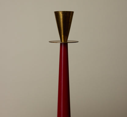 PAIR OF MID CENTURY NILS JOHAN BRASS & BAKELITE CANDLESTICKS