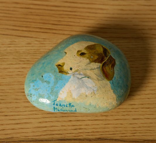 FOLK ART PAINTED ROCK OF DOG