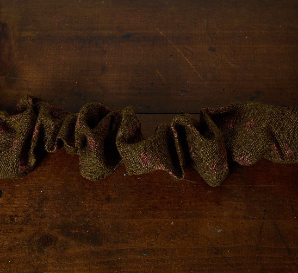 PIERCE & WARD GREEN AND PINK FLORAL CORD COVER IN RAW SILK