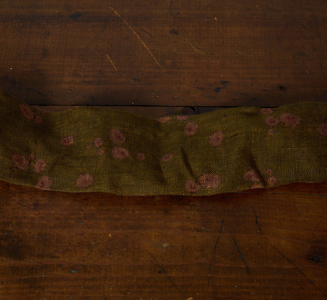 PIERCE & WARD GREEN AND PINK FLORAL CORD COVER IN RAW SILK