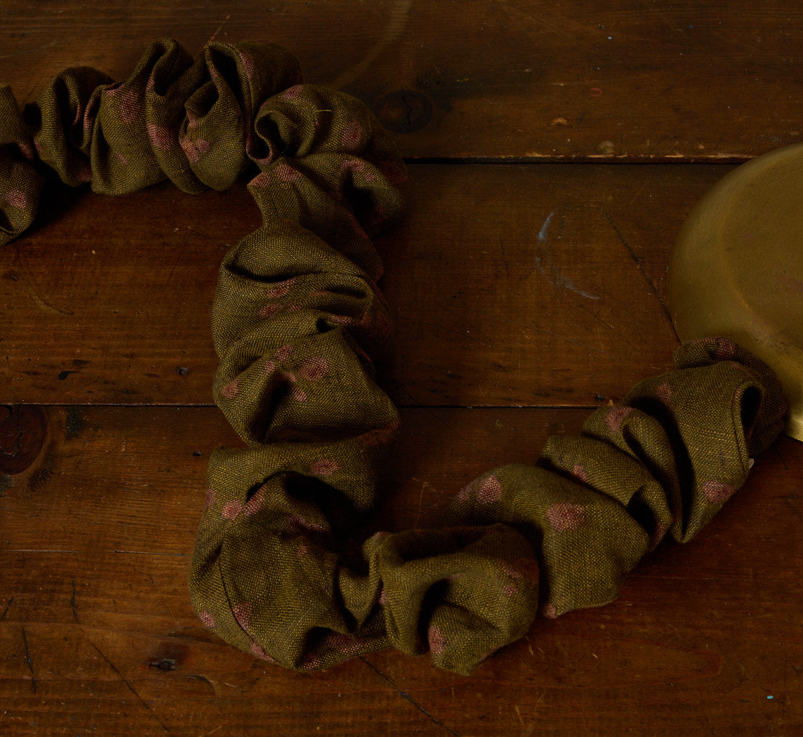 PIERCE & WARD GREEN AND PINK FLORAL CORD COVER IN RAW SILK