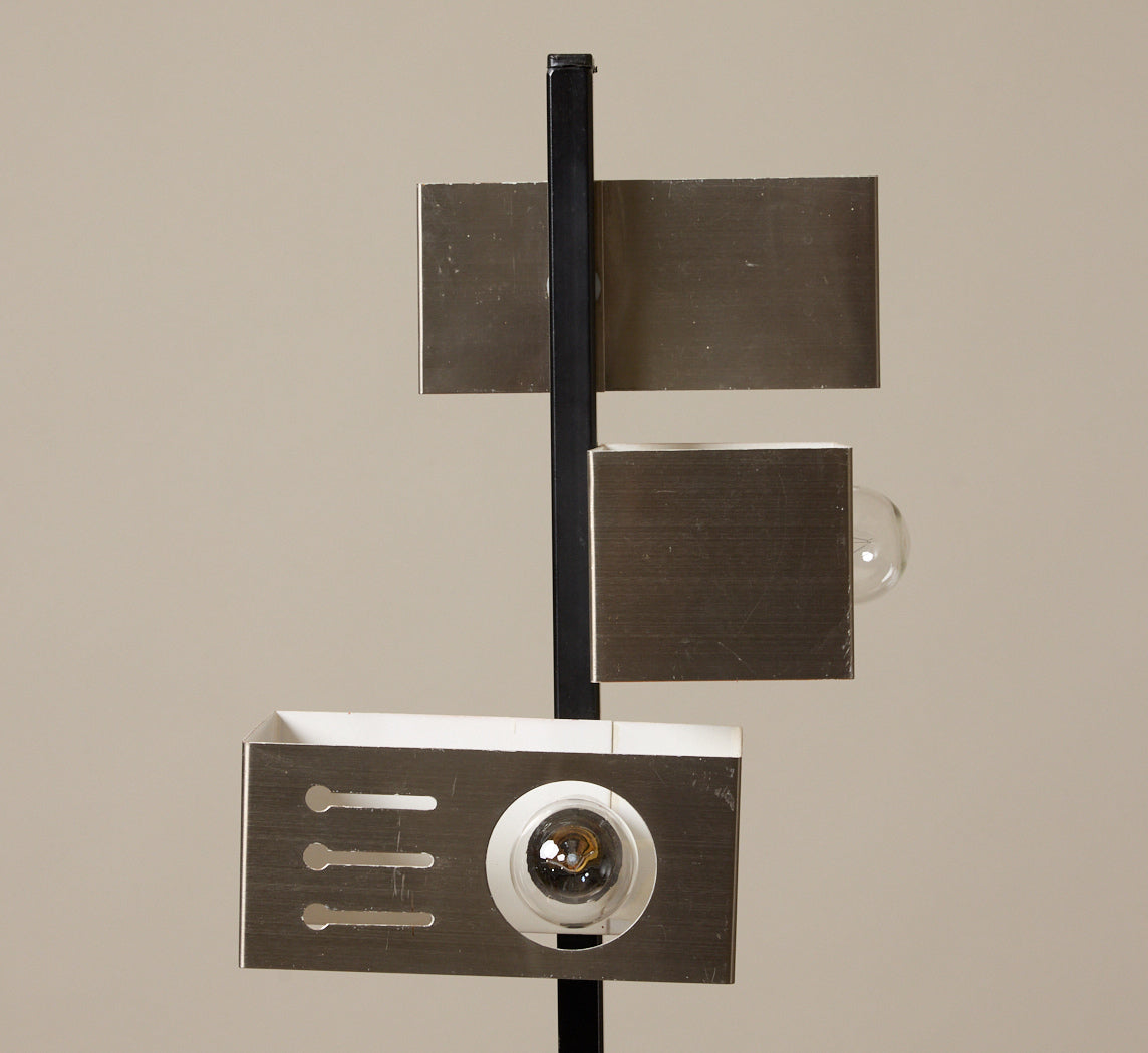 1970S ARCHITECTURAL BRUSHED STEEL TABLE LAMP