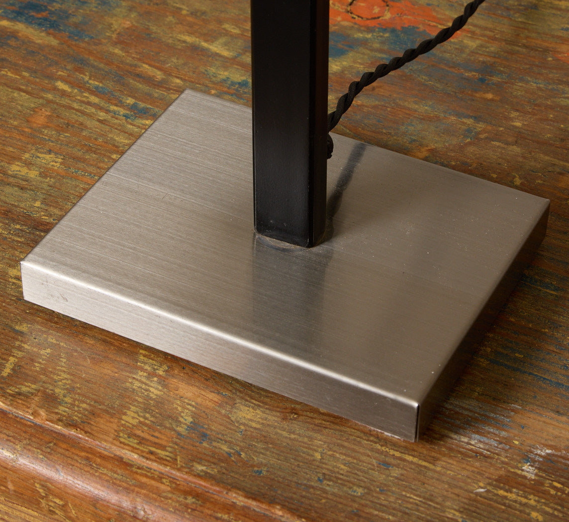 1970S ARCHITECTURAL BRUSHED STEEL TABLE LAMP
