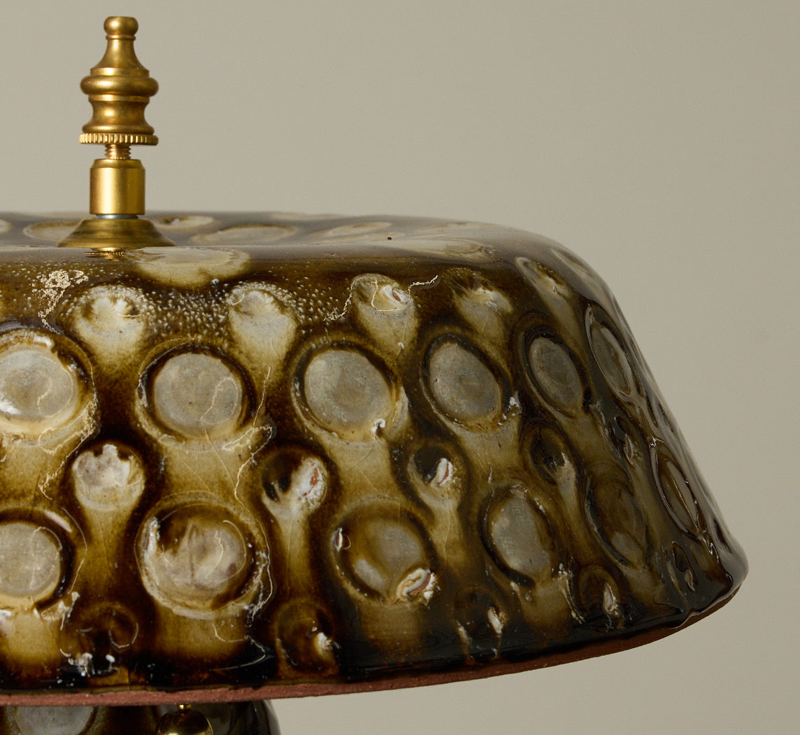 CASA ALFARERA POLKA LAMP IN CARAMEL BROWN WITH CREAM DOTS