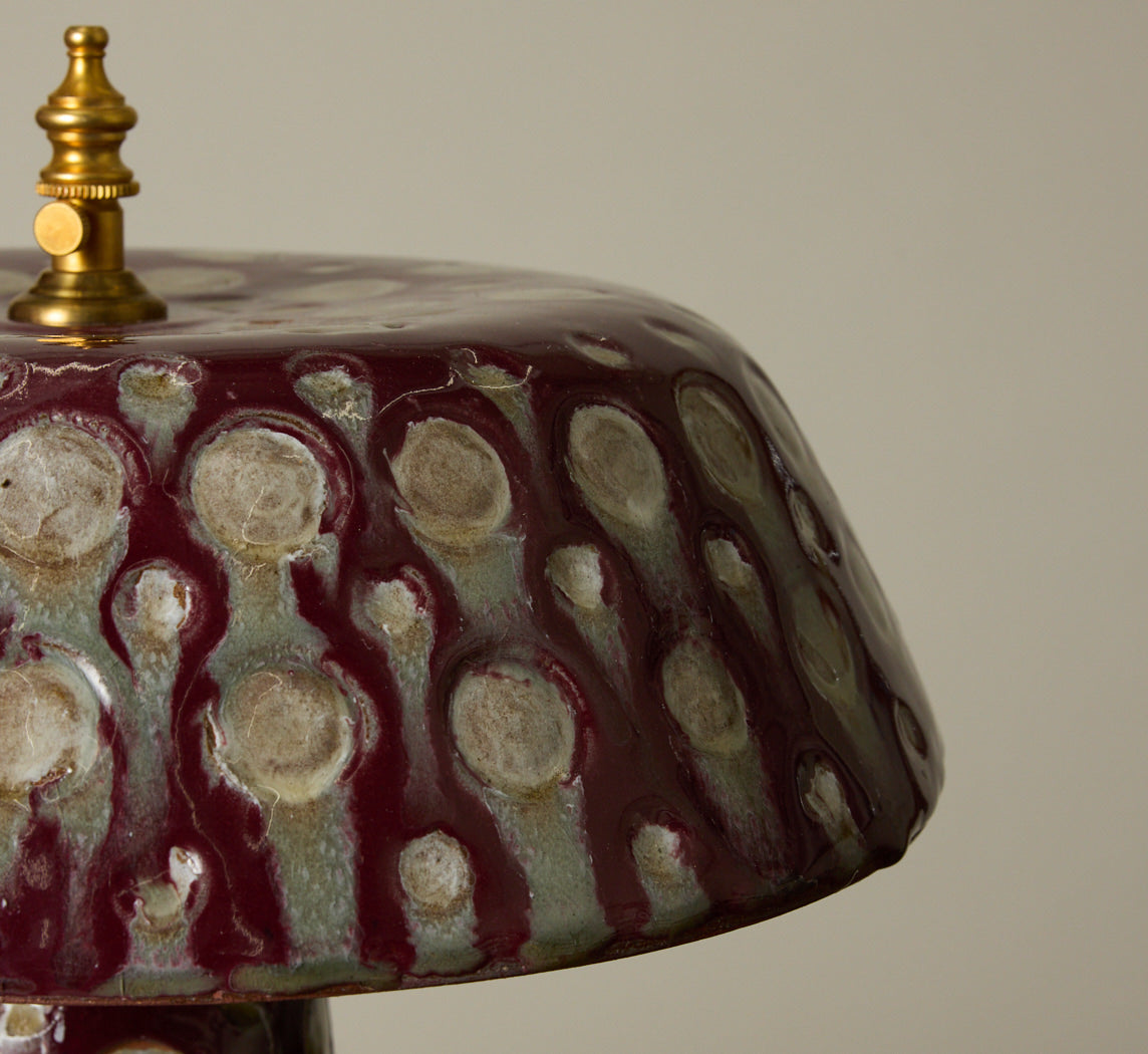 CASA ALFARERA POLKA LAMP IN BURGUNDY WITH CREAM DOTS