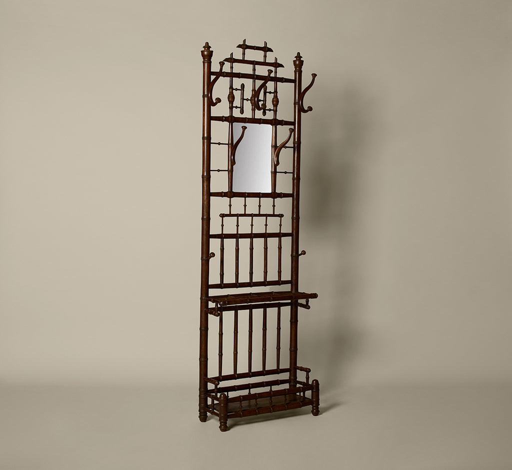 ANTIQUE FRENCH TURNED FAUX BAMBOO HALL STAND