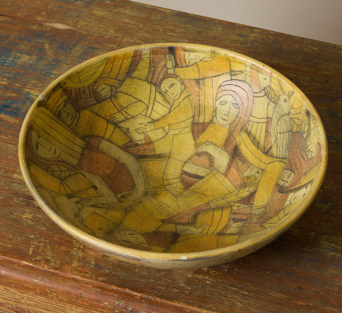 MIDCENTURY CUBIST EARTHENWARE BOWL BY THEO AND SUSAN HOLANDER