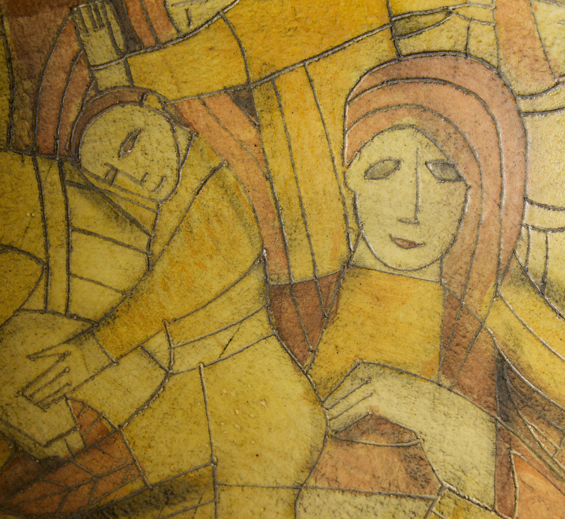 MIDCENTURY CUBIST EARTHENWARE BOWL BY THEO AND SUSAN HOLANDER