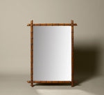 OVERSIZED ANTIQUE FRENCH BAMBOO MIRROR WITH INTERSECTING CORNERS