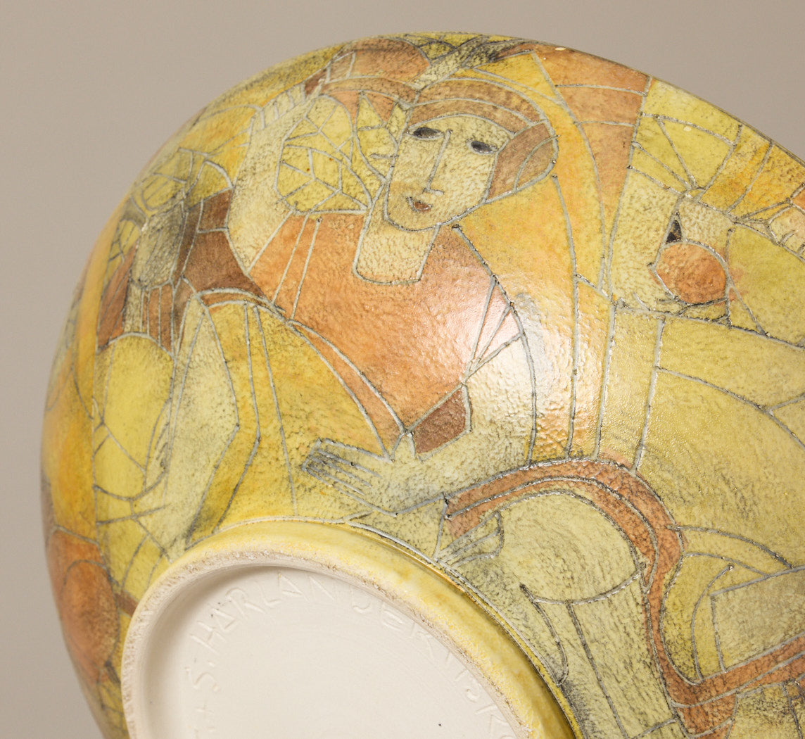 MIDCENTURY CUBIST EARTHENWARE BOWL BY THEO AND SUSAN HOLANDER